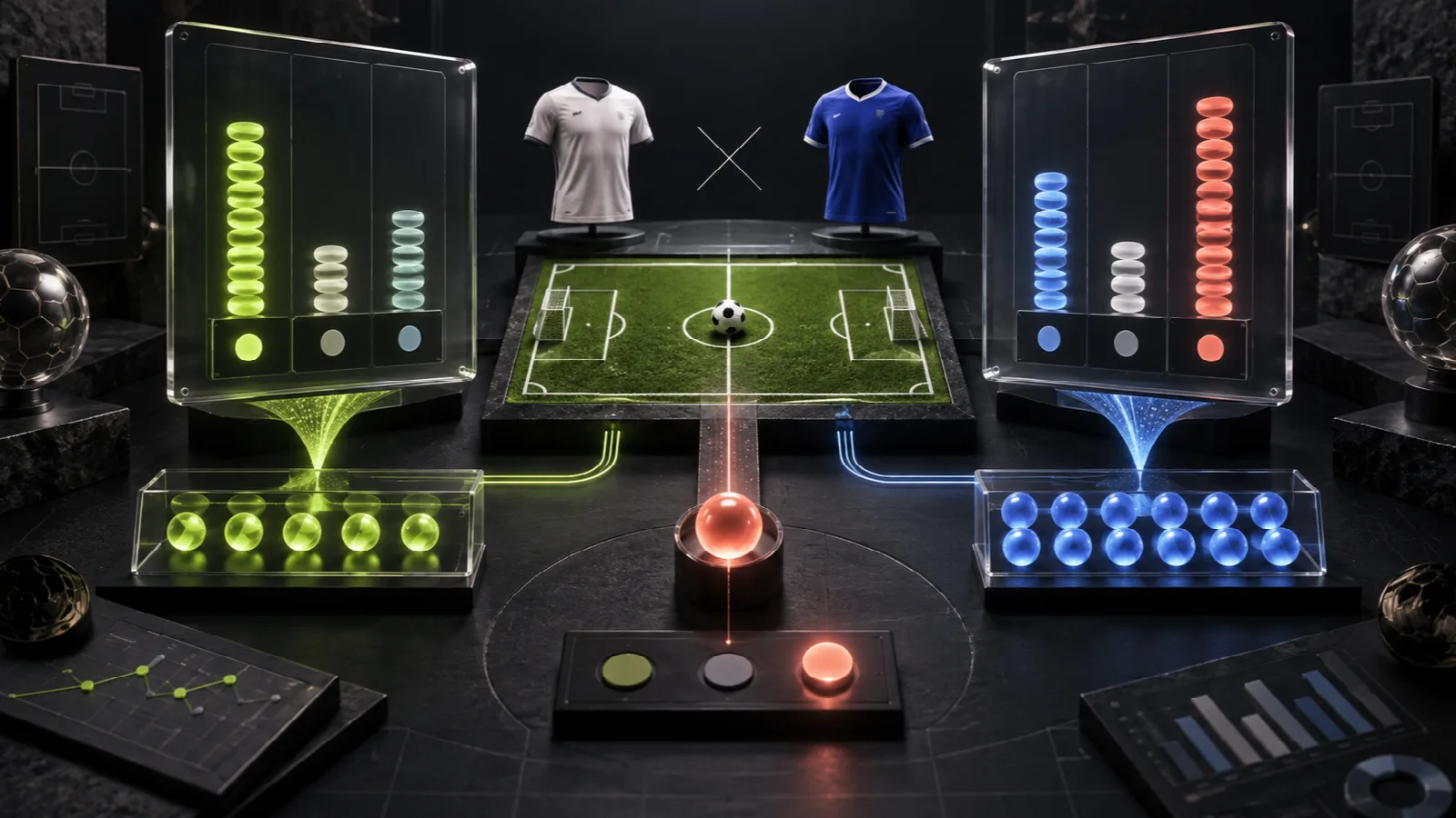 同じ試合に対するmini totoとtotoの異なる投票分布を比較するデータジオラマ